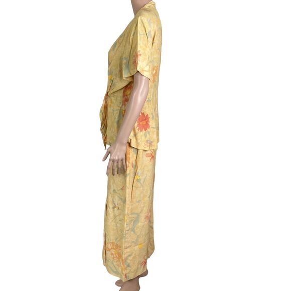 Vintage Proportion Petite by Denise Cape Maxi Skirt Set Womens 12 Yellow Floral - Picture 7 of 11